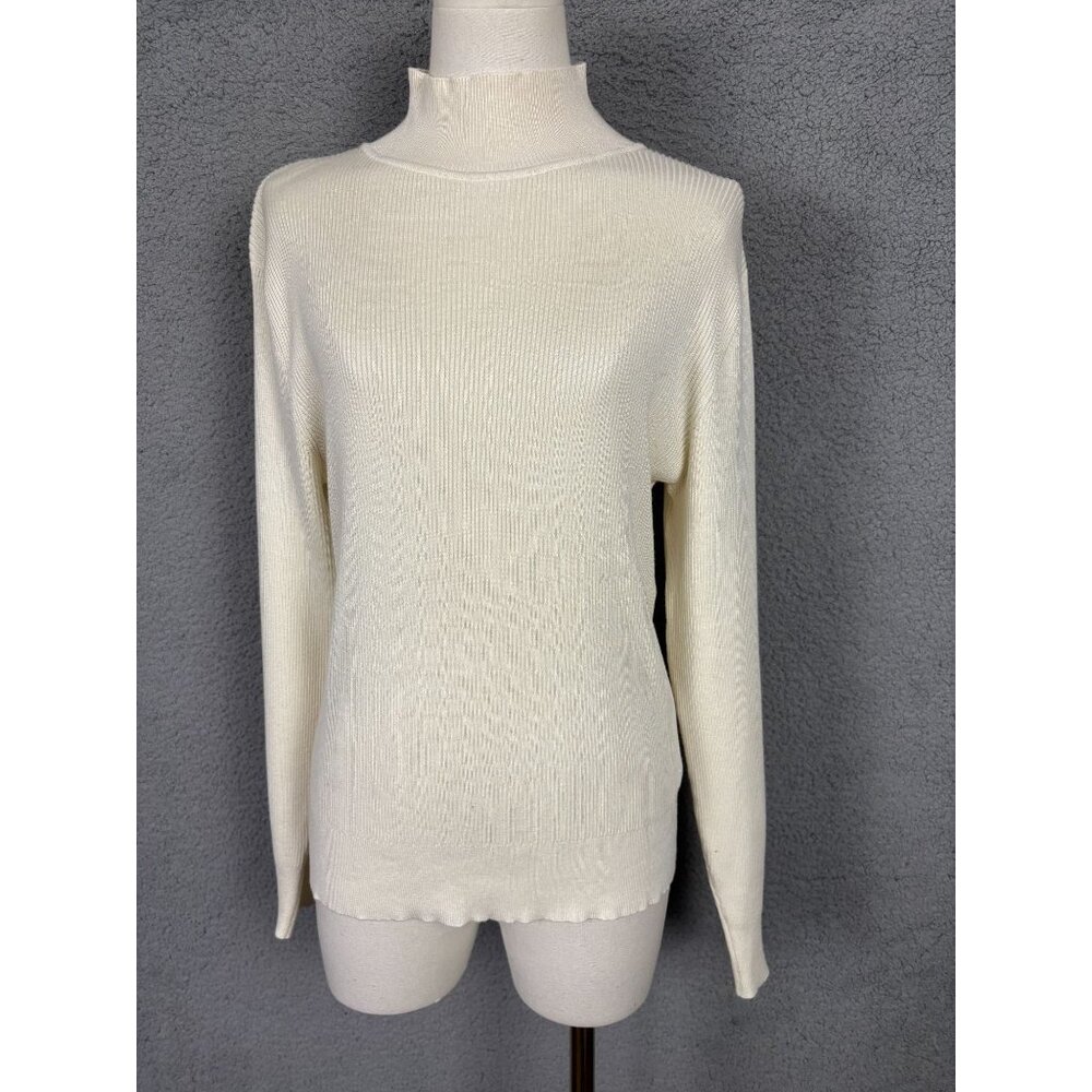 Melissa Paige Women's Petite Ribbed Mock-Neck Sweater Ivory PXL NWT's